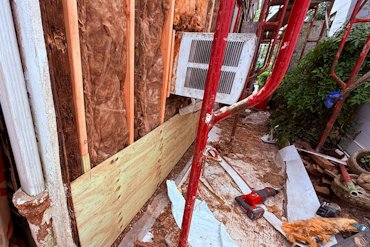 The original stucco was patched at least 8 times.