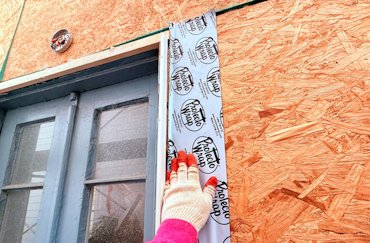 Protecto-wrap was put on the sides of the window and door trim