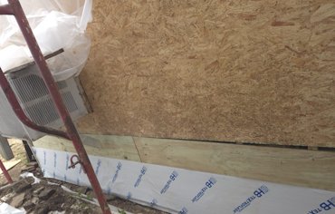 new OSB and a peel and stick rubber membrane