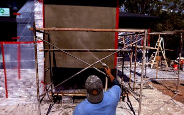 Brown coat is wet down twice a day.