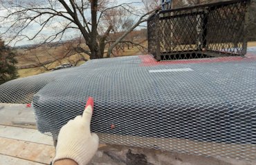 >Chimney crowns are covered with rubber membrane.