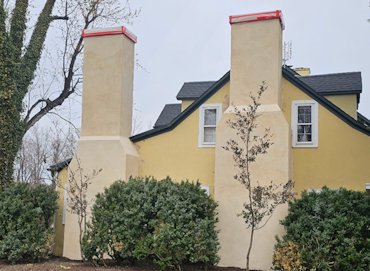 Historic stucco chimneys in Marshall, Virginia.