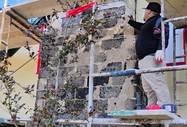 Block chimneys in Marshall, Virginia.
