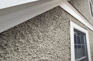 A view of the finished wall, showing the flashing.