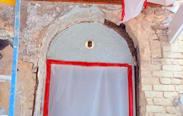 Old stucco was falling off in Washington, DC.