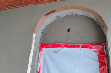 Arches are formed with masonite