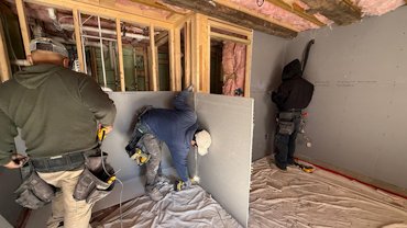 Blue board is veneer plaster base in Virginia.