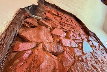 Roof had leaked over fireplace for years.