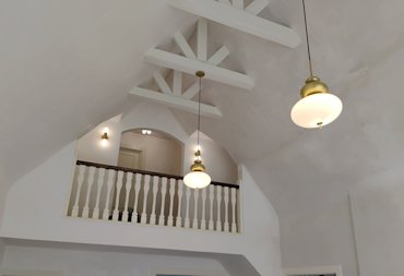 Vaulted plaster ceiling in living room in Falls Church, Virginia