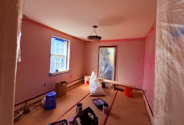 6 inch block on plaster Fireplace in Mclean, Virginia.