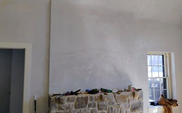 Bull nose and the face of the mantle are run using molding plaster and lime