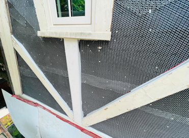 tarpaper and self-furring metal lath.