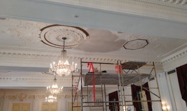 Finished plaster patch in this very historic ballroom in Washington, DC