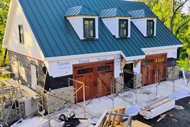 New stucco garage in Middleburg, Virginia.