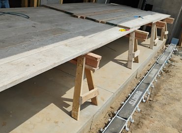 homemade trestle scaffold.