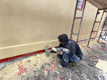 foundation stuck out past the wall.