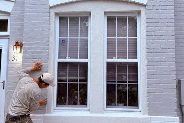 We even stuccoed the window surround and sill in the front of the house.