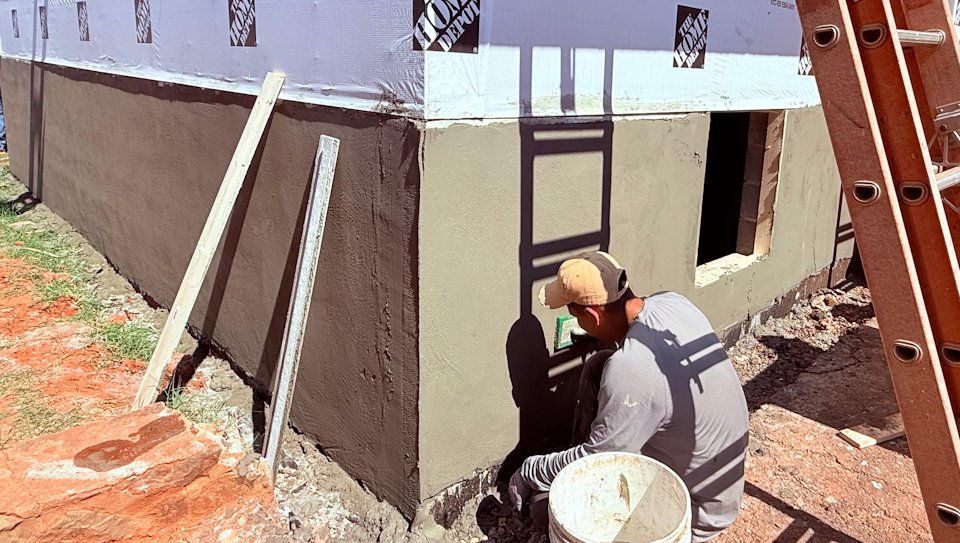 Brown coat on blocks