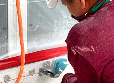 We cut off a space below the window to allow room for the sill in Washington, DC