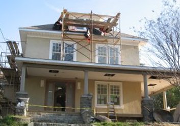 Old lath and stucco replaced with new color stucco in Washington, DC.