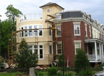 A colorful stucco addition in Washington, DC