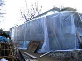 A plastic tent