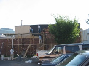 tarpaper
and lath is applied