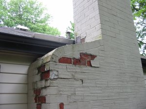 Badly spalling brick