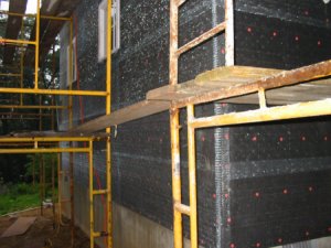 tarpaper and metal lath