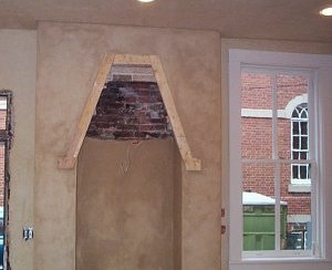 Chimney is
              stuccoed