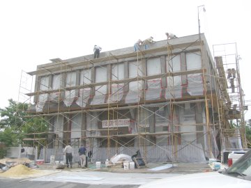 Stucco on commercial building