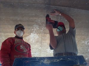 Lath was attached to the concrete slab