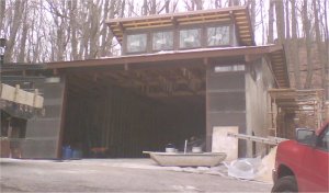 garage is stuccoed