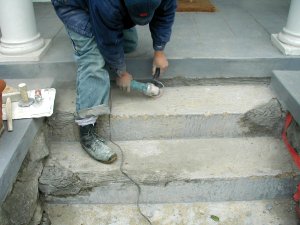 Badly spalled steps