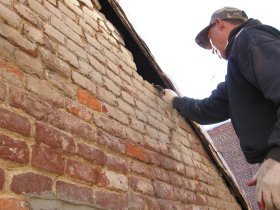 Loose bricks are replaced