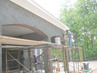 walls are filled to the strips and the masonite form