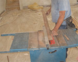 Quarter inch thick masonite is ripped 