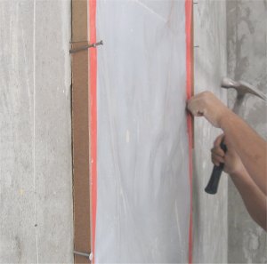 Strips are nailed against edge of windows