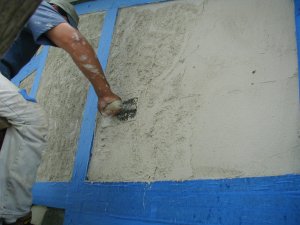 stomped with a trowel
