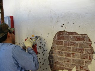 Old stucco removed