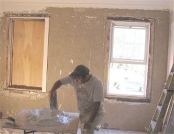 gypsum plaster and sand