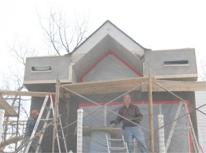 Ceilings on back are stucco also.