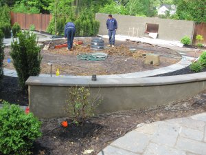 Color stucco on concrete poolscape in Alexandria, VA