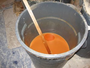 Paint colorant is mixed with water