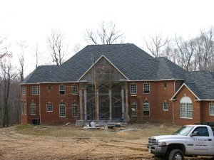 This stucco pediment