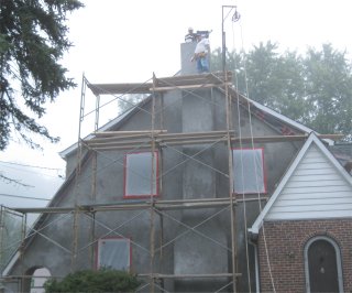 Bonding coat applied to house