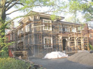 Lath and stucco on new house