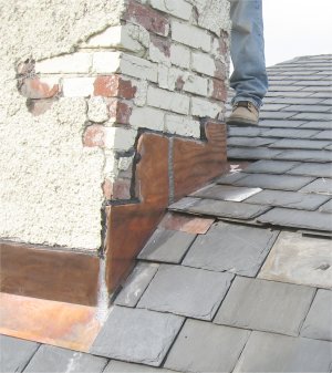 reglet was cut  into the brick