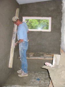 stucco shower and stucco
                floor