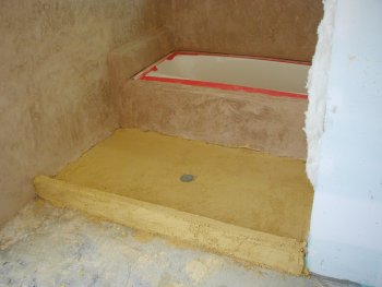 mottled colors, or burnishing, created by troweling